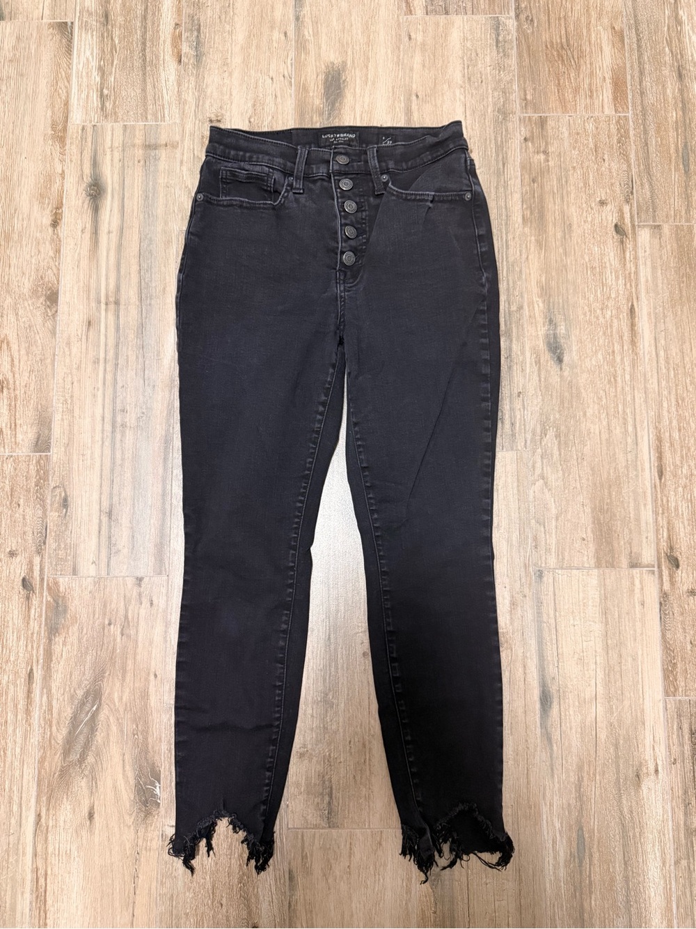Lucky Brand Size 8 / 29 High-Rise Button-Fly Skinny Jeans - Black